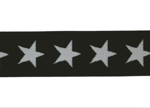 Veloursgummi 40mm Sterne schwarz weiß