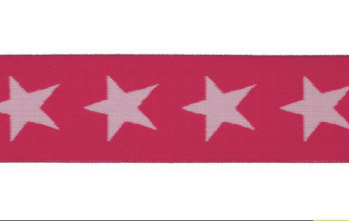 Veloursgummi 40mm Sterne pink weiß