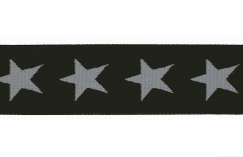 Veloursgummi 40mm Sterne schwarz grau