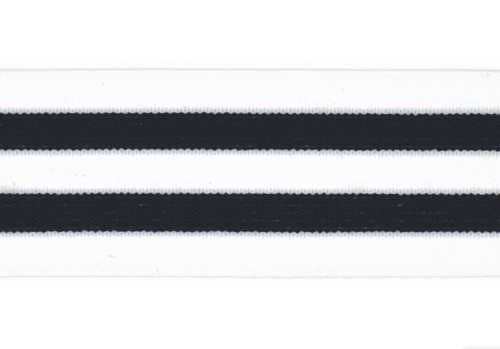 Veloursgummi 40mm Streifen weiß blau