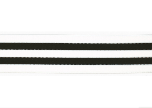 Veloursgummi 40mm Streifen weiß schwarz