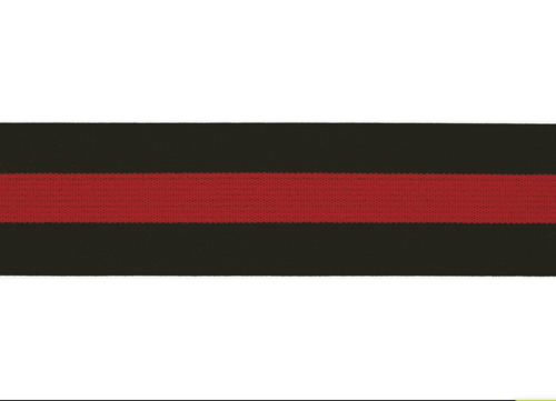 Veloursgummi 40mm Streifen rot schwarz