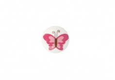 Knopf Schmetterling weiß pink